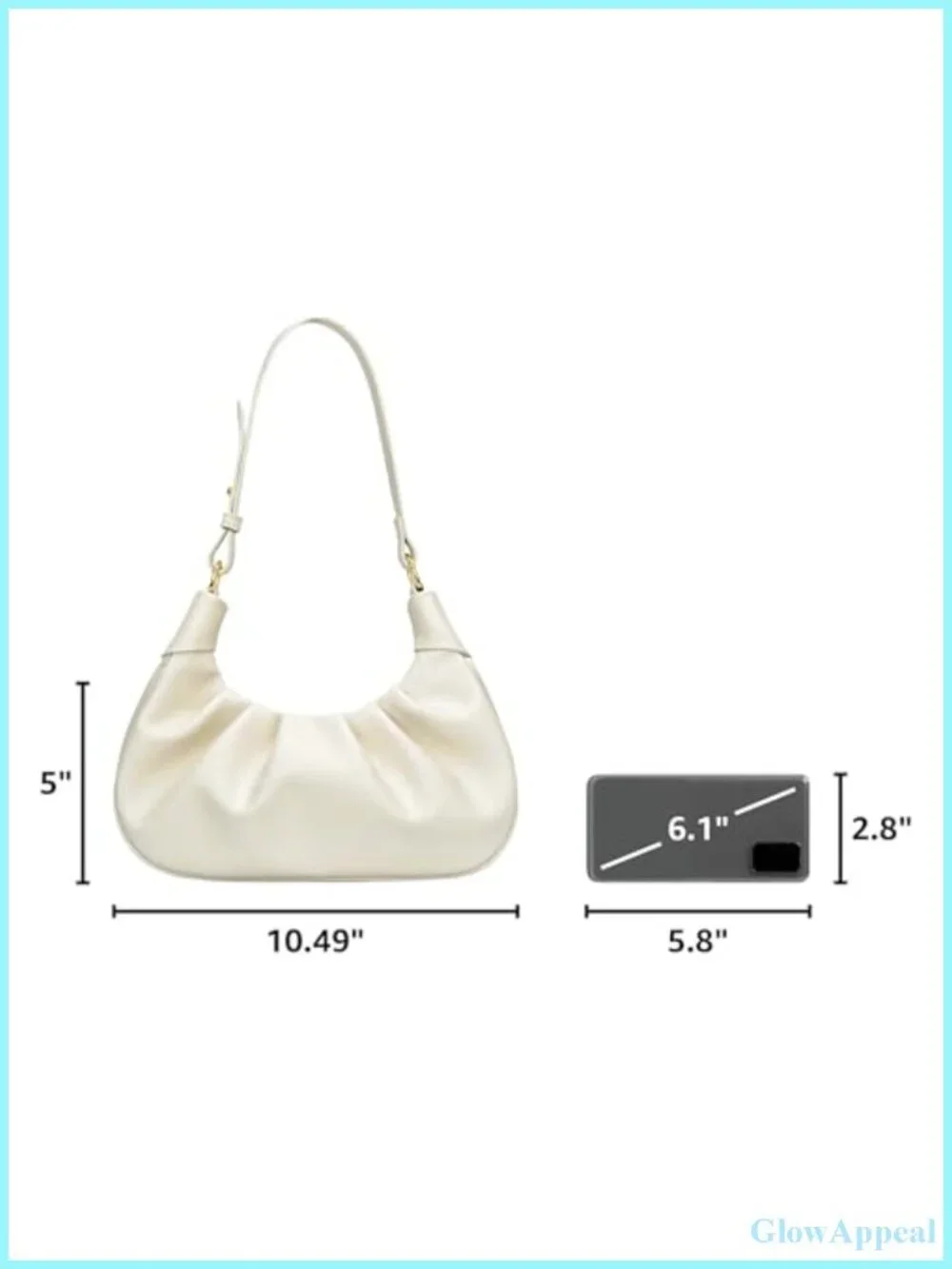 Faux Leather Crescent Hobo Shoulder Bag Ruched Purse Underarm Mini
